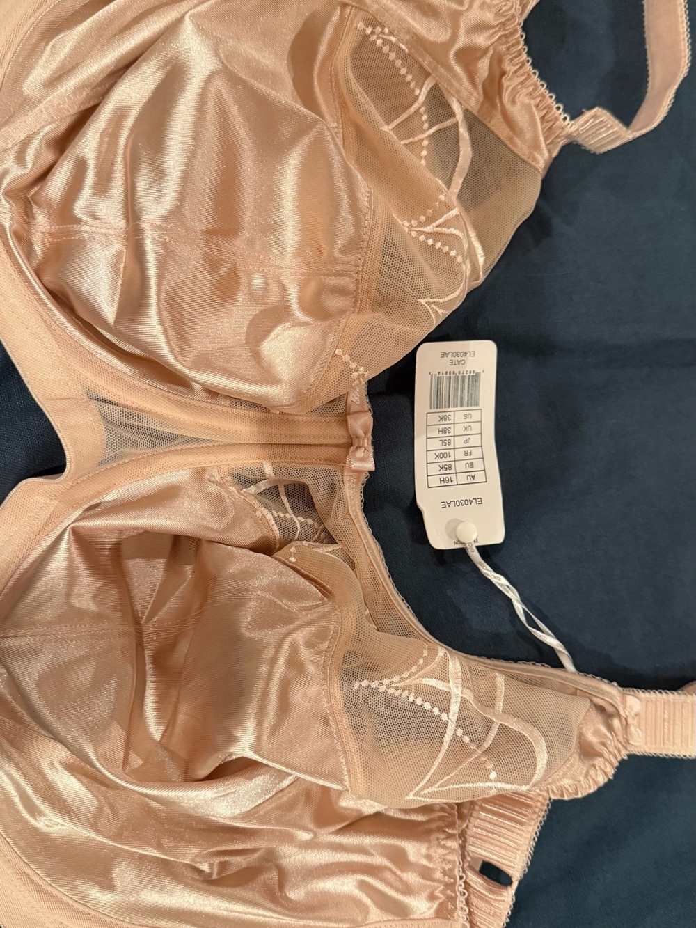 Elomi Satin-Look Sheer Panel Bra in Nude Blush